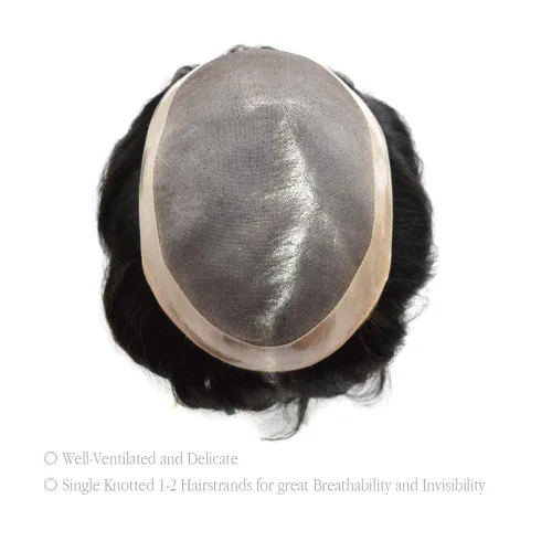 Vista 5 de Toupee - Sistema de reemplazo de cabello fino y duradero para hombre, piezas de cabello 100% humano para hombres, revestimiento de poliéster, unidad