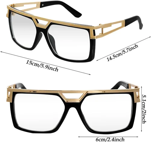 Vista 2 de SUMERSHA Gafas de sol vintage de los años 80 y 90, gafas de rapero hip hop vintage para hombres y mujeres, accesorio de disfraz hippie retro