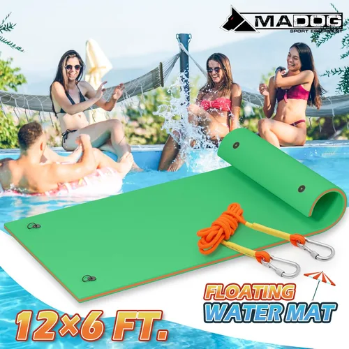 Vista 10 de MADOG - Alfombra de agua flotante para exteriores, para adultos, flotadores gigantes de piscina de 12 pies/18 pies para piscina, lago y océano, 3