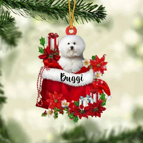 Vista 116 de Perro Akita Inu personalizado en bolsa de regalo, adorno de Navidad, nombre personalizado, regalo para amantes de los perros, familia, Navidad