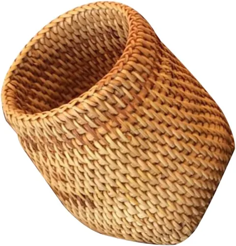 Vista 6 de ABOOFAN Juego de té tejido de ratán de 2 piezas, cesta de almacenamiento, contenedor de pluma, recipiente de té, decoración del hogar, cesta tejida