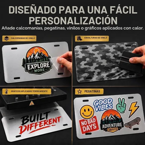 Vista 3 de DMSE - Placa de matrícula (metal plateado), aluminio, tamaño de Estados Unidos y Canadá (12 x 6)