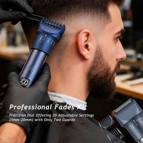 Vista 5 de Aesfee - Juego de recortadora de barba profesional 3 en 1 y cortadora de pelo para hombres, resistente al agua IPX7, kit de afeitadora eléctrica