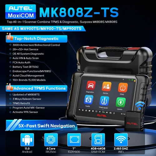 Vista 2 de Autel MaxiCOM MK808Z-TS TPMS Escáner OBD2 bidireccional y programación All System Diagnostic Scan Tool, MX Sensor Programmer, 3000+ Tests, 28+