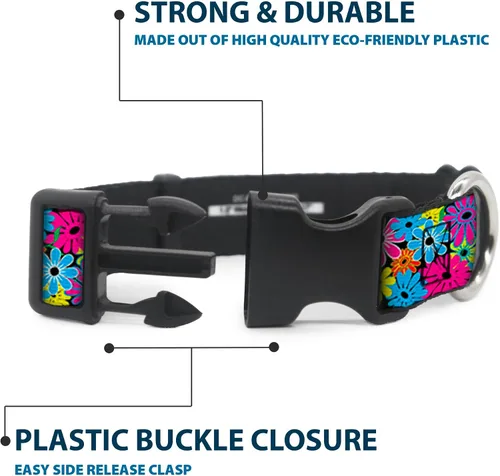 Vista 4 de Buckle-Down Collar de clip de plástico, flor de flor, 1 pulgada de ancho, se adapta a cuello de 9 a 15 pulgadas, pequeño