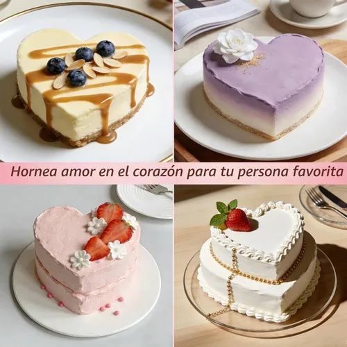 Vista 8 de Juego de 2 moldes de aluminio con forma de corazón de 4 y 6 pulgadas con parte inferior extraíble para hornear postres románticos