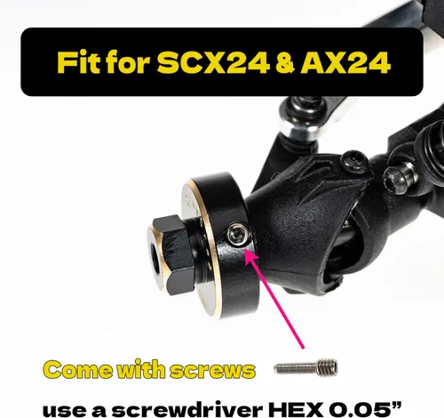 Vista 3 de Kit de extensión de cubos de rueda hexagonales + 0.197 in para SCX24 AX24, espaciadores de rueda de cubo hexagonal extendido de latón, piezas