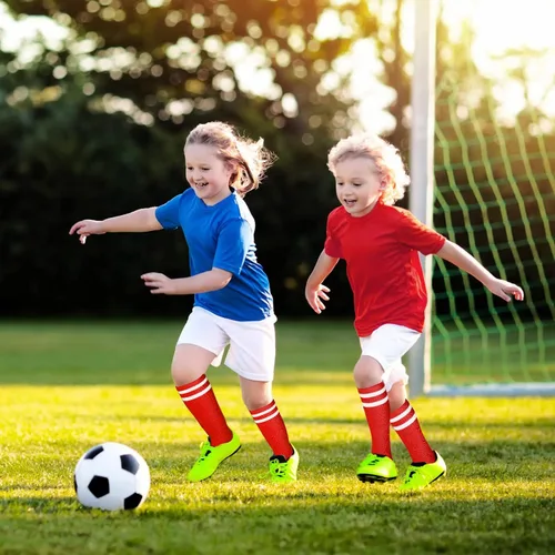Vista 7 de Unittype 6 pares de calcetines de fútbol para niños pequeños de 3-67-1314 años más de edad, calcetines de fútbol a rayas