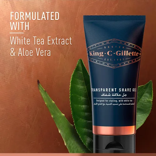 Vista 5 de King C. Gillette Gel de afeitado transparente para hombre con té blanco y aceite de argán, 5 onzas