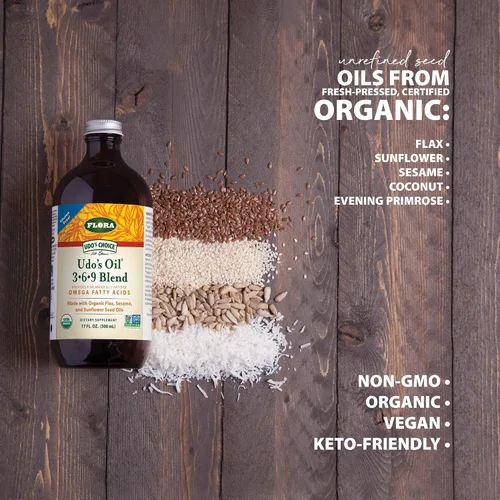 Vista 5 de UDO's Triple Omega 3-6-9 Mezcla de aceite DHA, 8.5 onzas, sin OMG y sin gluten