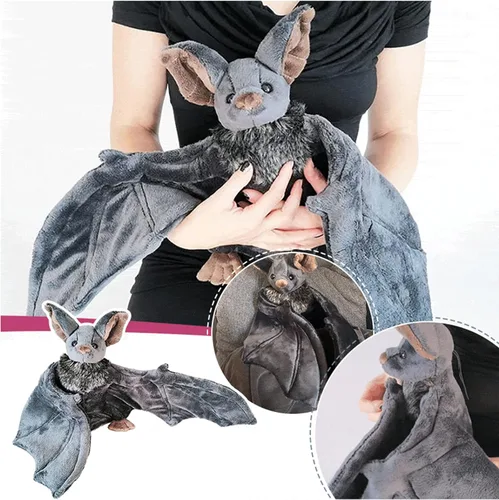 Vista 2 de Enivtfz Juguetes de Peluche de Murciélago Grande de 12", Animal de Peluche Murciélago Gótico Espeluznante Murciélagos Realistas Muñeco de Peluche