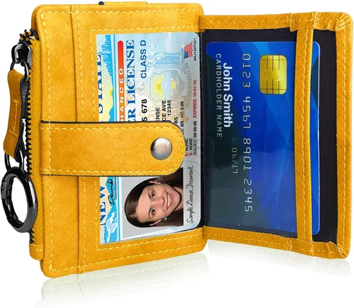 Vista 3 de AOXONEL Cartera de cuero para tarjetas de crédito Rfid para mujeres, compacta, pequeña, para mujer, monedero delgado
