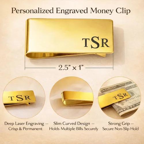 Vista 2 de Danique Jewelry Oro Personalizado Clip Delgado para Dinero para Hombres – Deshazte de la Cartera Voluminosa Portafolio Minimalista de Metal
