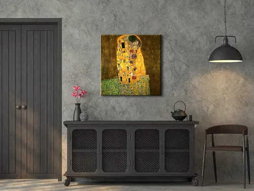 Vista 5 de Wieco Art El beso de Gustav Klimt famosas reproducciones de pinturas al óleo envueltas en galería de arte en lienzo para pared de sala de estar