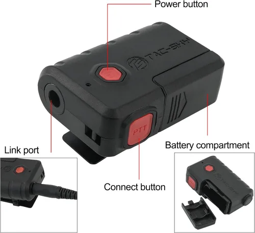 Vista 6 de Línea de extensión de auriculares tácticos U174 Plug PTT con Bluetooth, compatible con teléfono móvil, para COMTAC, AMP, Sordin, etc. auriculares
