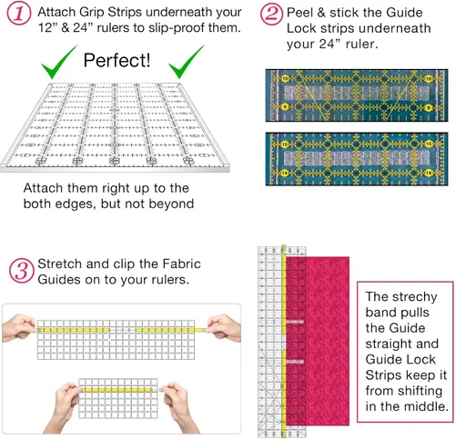 Vista 3 de Guidelines4Quilting Kit de actualización de regla de edredón y paquete de tiras de agarre