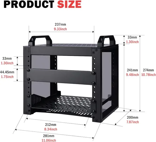 Vista 3 de GeeekPi Bastidor de servidor 4U, mini rack de red de 10 pulgadas para equipos de red, servidores, audio y video, montaje en rack DeskPi RackMate T0