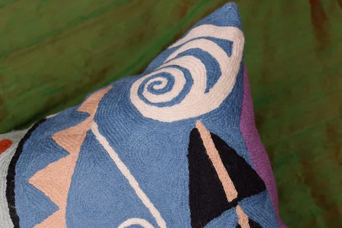 Vista 4 de Klimt - Funda de almohada moderna azul para sofá Almohadas contemporáneas azules Cojín de silla moderno abstracto Almohada moderna