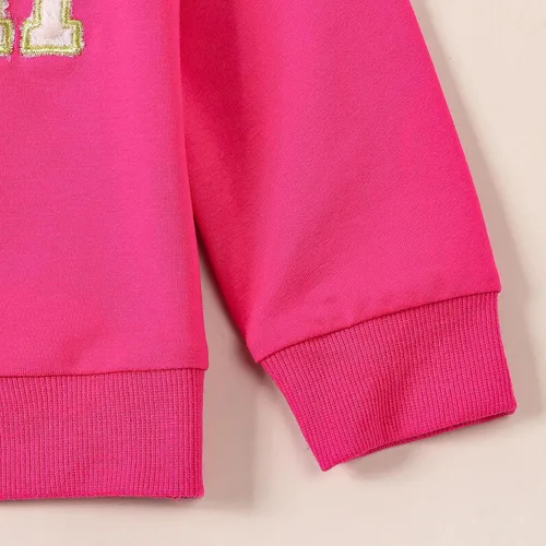 Vista 5 de Mtsebmves Mommy and Me Conjuntos a juego Sudadera de manga larga para la familia, trajes a juego sin botones, Rojo rosa