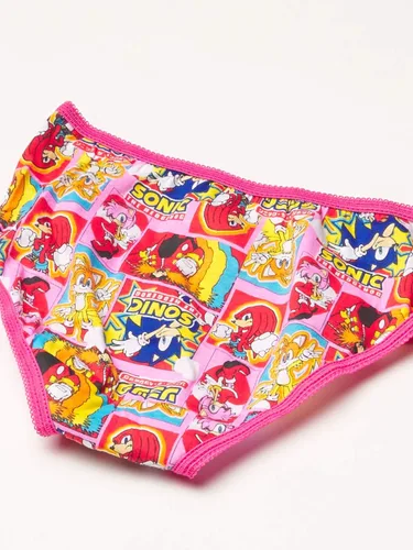 Vista 2 de Sonic The Hedgehog Girls' 7-Pack 100% Cotton Underwear Available in Sizes 4, 6, and 8
