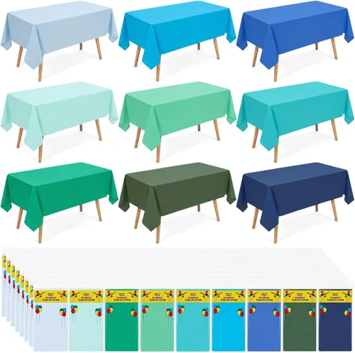Vista 7 de Newwiee - Paquete de 23 manteles de plástico coloridos a granel de 54 x 72 pulgadas Manteles desechables de arcoíris para mesas rectangulares
