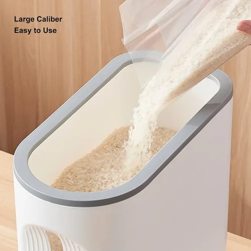 Vista 5 de Fabater Dispensador de arroz, contenedor de grano grande con taza medidora, contenedor de arroz sellado transparente, organización de cocina