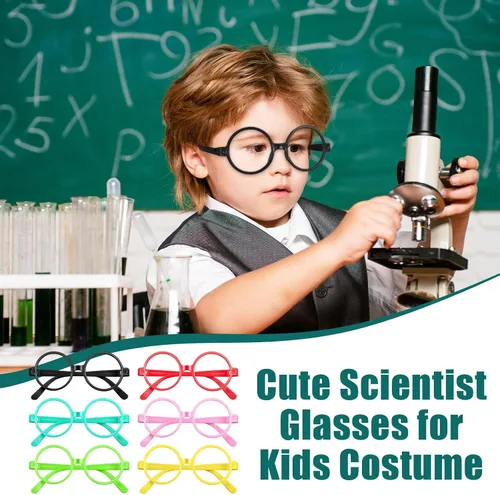 Vista 3 de Flutesan 30 gafas de juego para niños, gafas falsas a granel para niños, marco redondo de mago colorido, sin lentes para niños pequeños, fiesta
