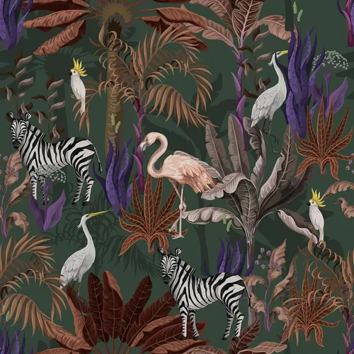 Vista 12 de CRE8TIVE Papel tapiz de animales de tigre y leopardo, hojas exóticas de selva tropical, papel tapiz de despegar y pegar, papel tapiz de 12 x 118
