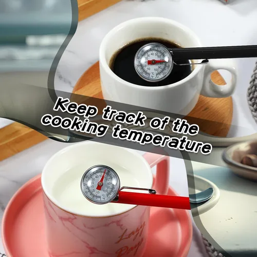 Vista 5 de Xuhal 6 piezas de termómetro de cocina de acero inoxidable con vástago largo de 5 pulgadas y esfera de 1 pulgada para leche, espumado, alimentos