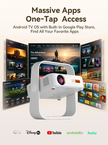 Vista 9 de Smart Projector Native 1080P Aplicación incorporada con WiFi 6 y Bluetooth Blanco