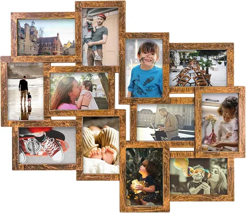 Vista 11 de J.M.Deco Marcos de Fotos Collage de 12 Aberturas Decoración de Pared, Marcos de Fotos Collage de 4x6 pulgadas con Ganchos de Metal para Decoración