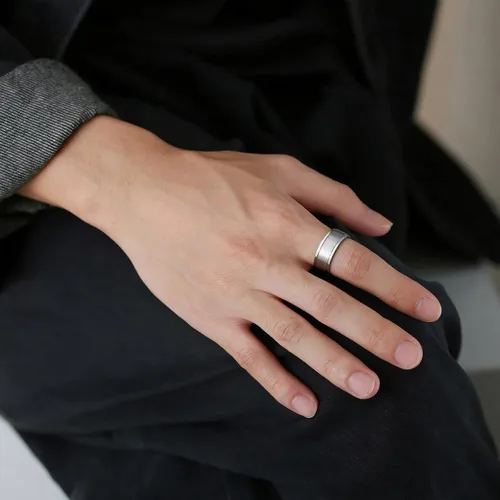 Vista 9 de Anillos giratorios para la ansiedad para hombre, de 0.315 in, de acero inoxidable, para hombres y mujeres, alivio de la ansiedad, acabado cepillado