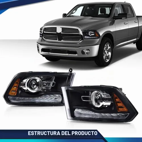 Vista 2 de PIT66 Conjunto de faros delanteros LED, compatible con Dodge Ram 1500 2500 3500 2013 2014 2015 2016 2017 2018, lente transparente, carcasa negra