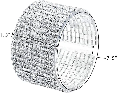 Vista 4 de EleQueen pulsera elegante con cristales, de tono plateado, para mujeres