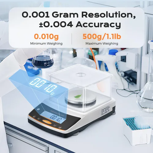 Vista 3 de Bonvoisin Balanza Analítica de Laboratorio 500g x 0.001g Balanza Digital de Precisión.001 Gramo de Exactitud Escala Científica de Miligramos