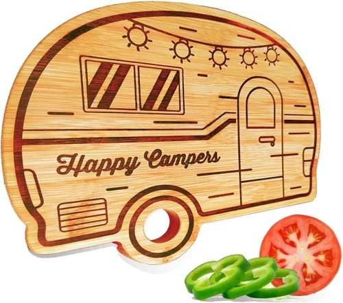 Vista 11 de Tabla de cortar grande para autocaravana, tabla de cortar de madera para cocina, bandeja de servir y tabla de cortar, regalos únicos de RV