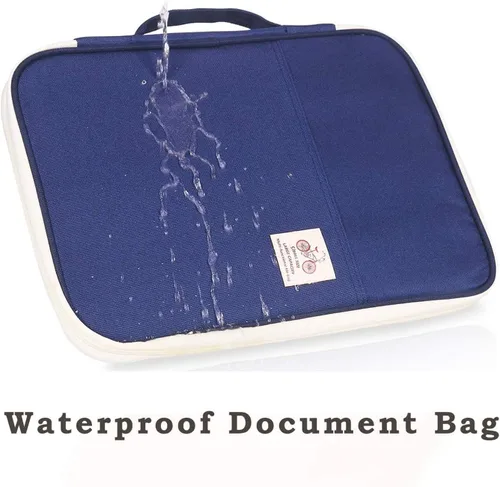Vista 6 de JAKAGO Cartera de viaje A4 Organizador de documentos multifuncional con cremallera para suministros de oficina (azul)