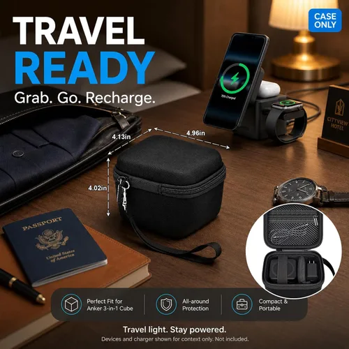 Vista 4 de PAIYULE EVA Hard Case for Anker 3-in-1 Cube Charging Station Negro