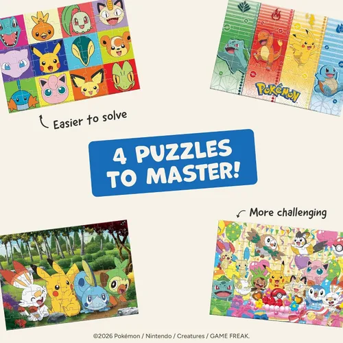 Vista 4 de Buffalo Games - Pokémon - Paquete de 4 rompecabezas de 500 piezas para niños de 3 a 6 años en adelante Fabricado en Estados Unidos, incluye