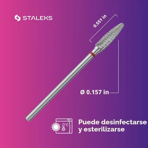 Vista 7 de STALEKS PRO - Broca de carburo para uñas de maíz para eliminación de gel, 0.157 in, color rojo suave