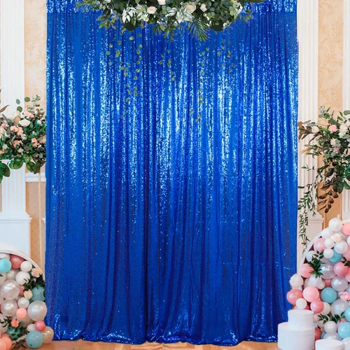 Vista 23 de ShinyBeauty Cortinas de lentejuelas 2 paneles de 2 x 8 pies, cortinas de fondo de fiesta verde azulado con purpurina para bodas, Navidad, Año Nuevo