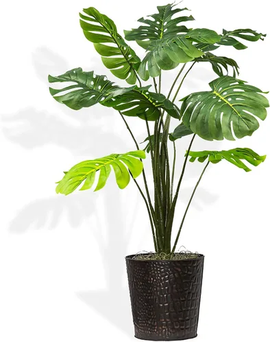 Vista 12 de LCG Florals Planta Monstera artificial de 3 pies, en maceta, planta de esquina falsa grande para interiores, vegetación sintética realista