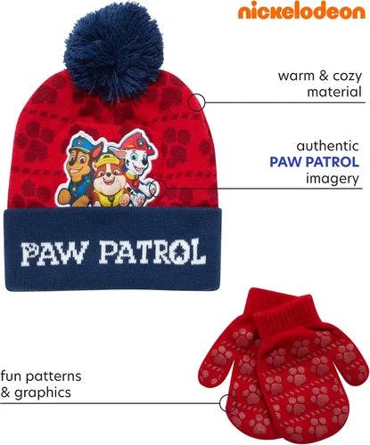 Vista 2 de Nickelodeon Paw Patrol - Conjunto de gorro y guante de invierno para niños (edad 2-7)