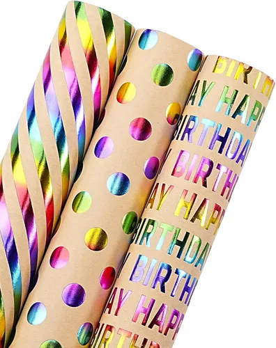 Vista 30 de WRAPAHOLIC Papel de regalo de oso para baby shower, mini rollo, 3 rollos, 17 x 120 pulgadas, diseño de oso de aventura en avión y fiesta para baby