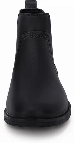 Vista 5 de Coutgo Botines Chelsea para hombre, puntera redonda, sin cordones, de cuero, impermeables, para vestir