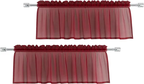 Vista 12 de Cenefas traslúcidas beige de 18 pulgadas, cortinas para ventana de sala de estar, dormitorio, cocina, mini paneles de cortina cortos pequeños