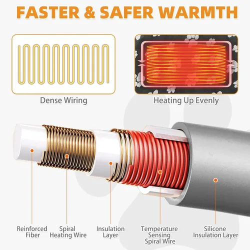 Vista 5 de Almohadilla térmica de parto para cachorros, almohadilla térmica para perros con interruptor de termostato inteligente mejorado, alfombrilla cálida