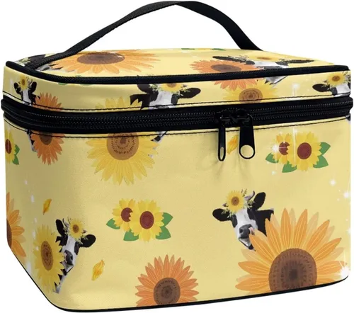 Vista 48 de Flashideas Bolsa de maquillaje para cosméticos Almacenamiento vertical Bolsa de maquillaje de viaje de gran capacidad, Caballo Azteca 1