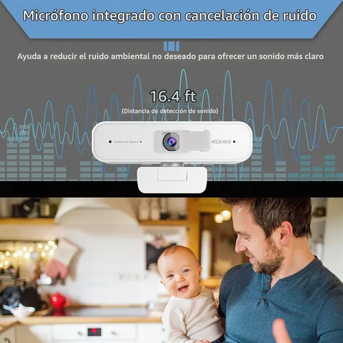 Vista 4 de Certificada para Zoom, NexiGo N940P (Gen 2) Cámara web con zoom 2K y control remoto Sensor Sony Starvis Zoom 3X de acercar y alejar Micrófono