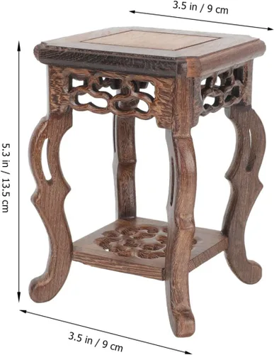 Vista 2 de Soporte de madera para plantas, soporte de exhibición para macetas, base para suculentas, mini taburete para interior y exterior, patio, balcón